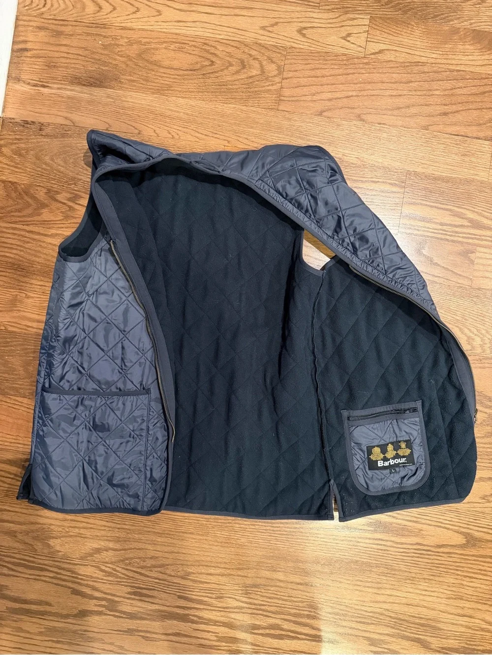 Barbour Navy Beaufort Wax Cotton Jacket with Tan Tartan Lining